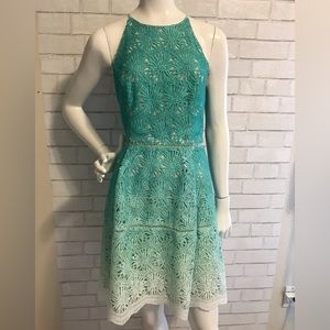 Adelyn green ombré lace halter dress